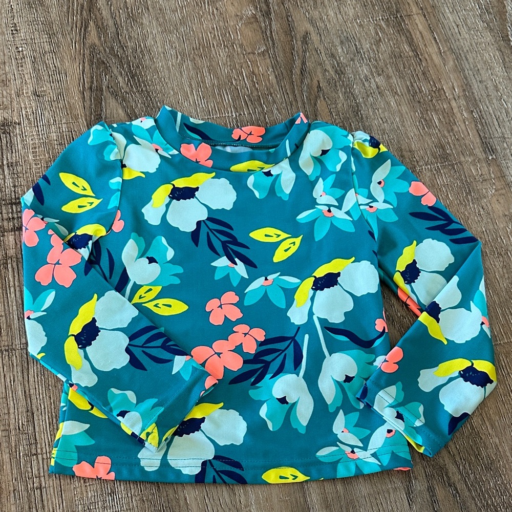 Carter's Teal and Floral Kids Swim Rashguard